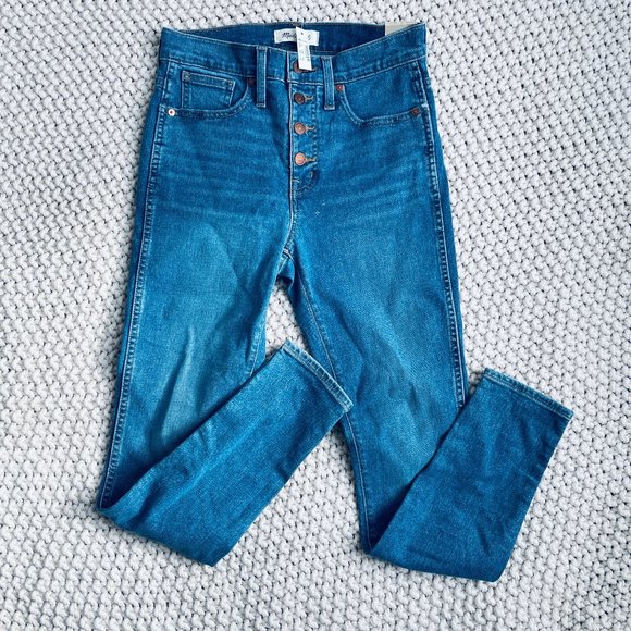 Madewell 26 10" High-Rise Skinny Jeans in Dewitt Wash Button TENCEL Denim MA981 - Picture 4 of 12